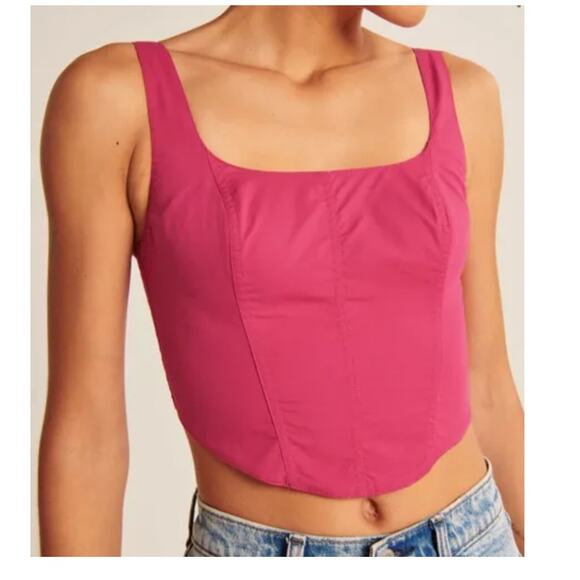 Abercrombie Pink Corset Crop Top - Picture 1 of 7